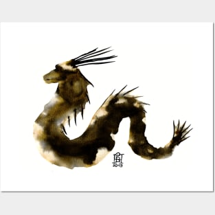 Golden Serpent Elegant Dragon Posters and Art